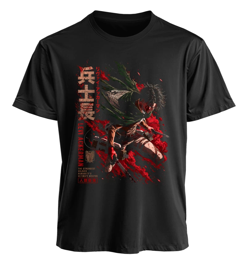 Polera Anime Attack on Titan Levi Ackerman | Frente + Manga