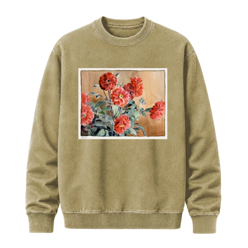 Polerón Dalias de Hannah Borger Overbeck (1915) — Acuarela botánica vintage, arte floral para regalar