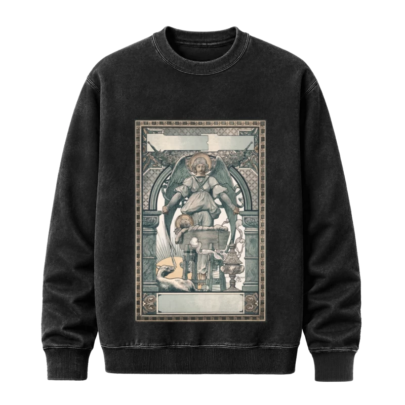 Polerón Ángel sobre el pesebre, Luc-Olivier Merson — Arte sacro vintage, Navidad y Art Nouveau