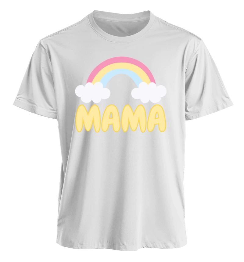 Polera Mama & Mini Arcoiris Nube (Adulto y Talla 2-6)