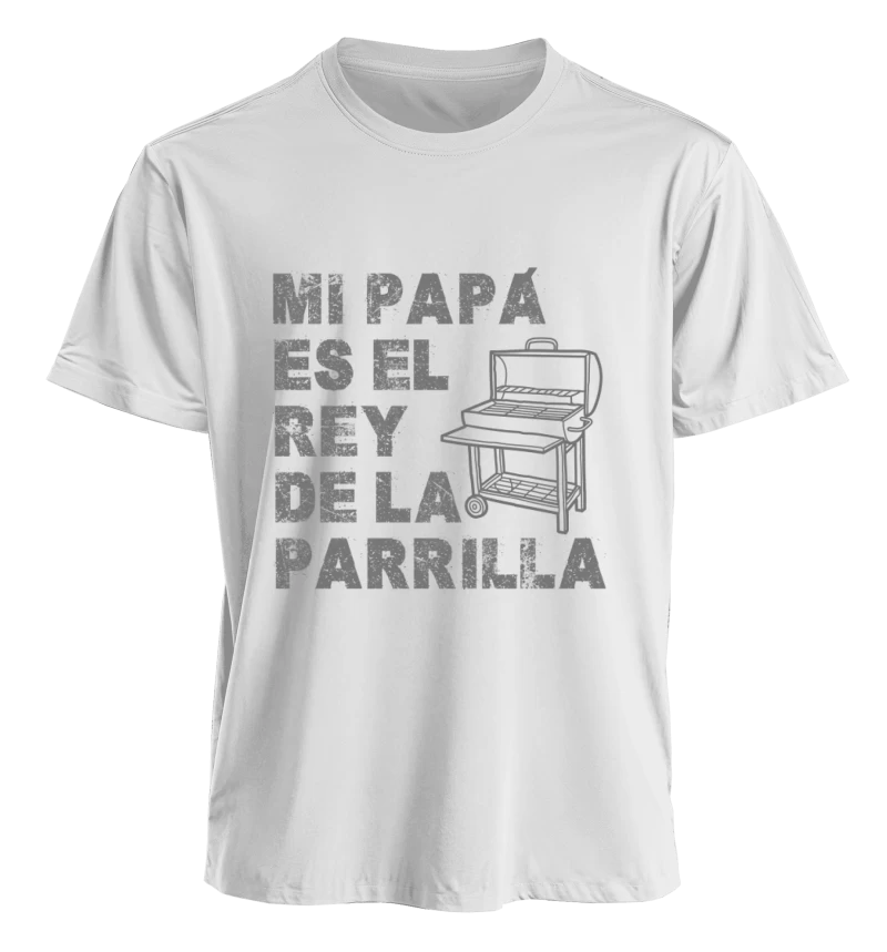Polera Mi papá es el rey de la parrilla — Regalo para papá asador, Día del Padre, Cumpleaños y Fiestas Patrias