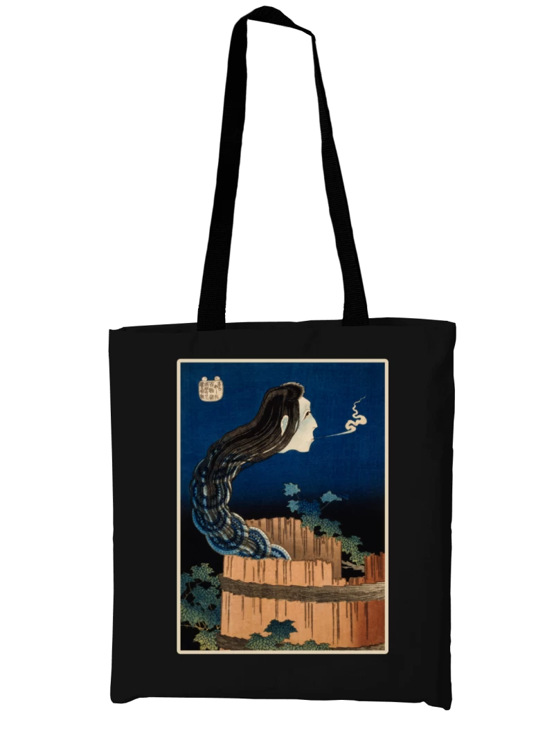 Totebag La mansión de los platos, Hokusai (1831) — Arte japonés de fantasmas, grabado vintage, fantasmas, arte oscuro y elegante
