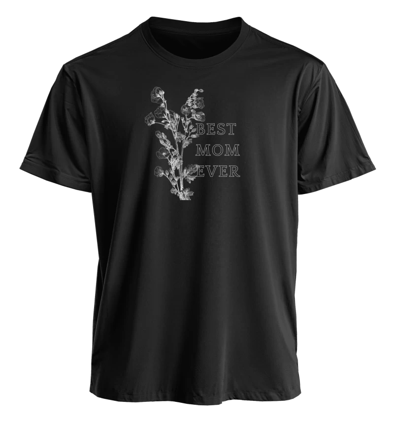 Polera Best Mom Ever — Regalo para mamá con flores botánicas, Día de la Madre y cumpleaños, flores dibujadas y diseño delicado