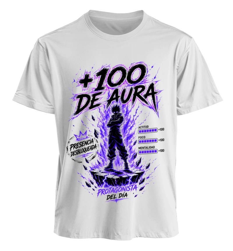 Polera +100 de Aura | Frontal Grande + Manga