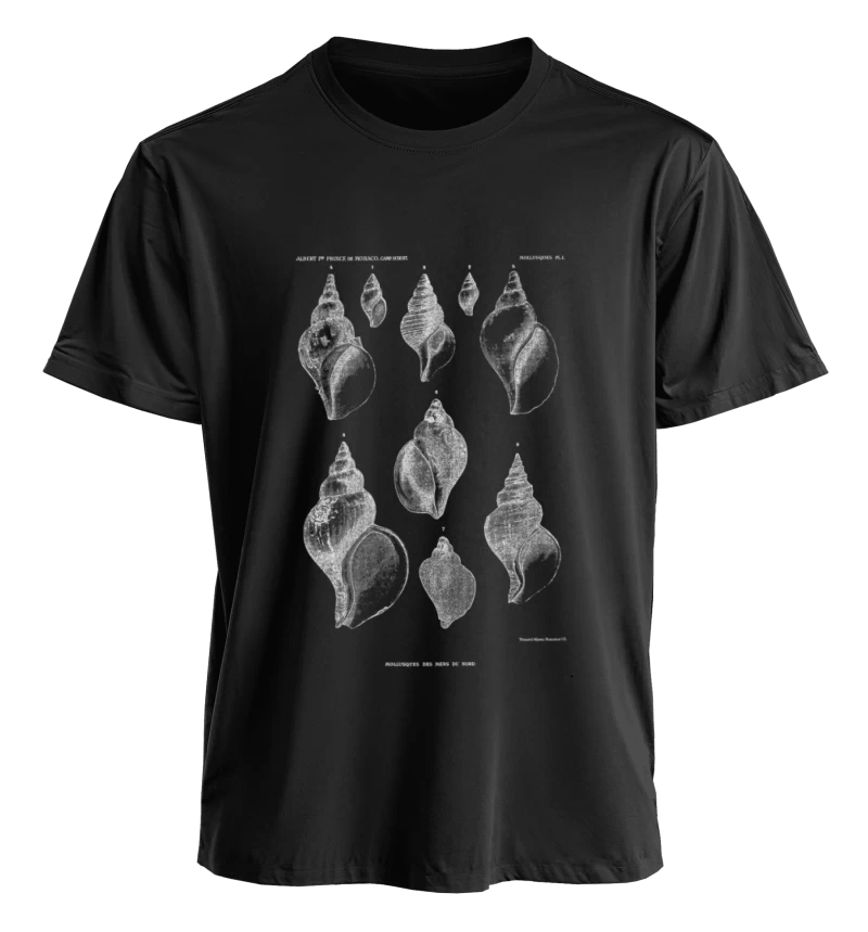 Polera Conchas marinas, Albert I de Mónaco — Arte científico del mar, diseño vintage unisex, diseño náutico de ilustración científica antigua