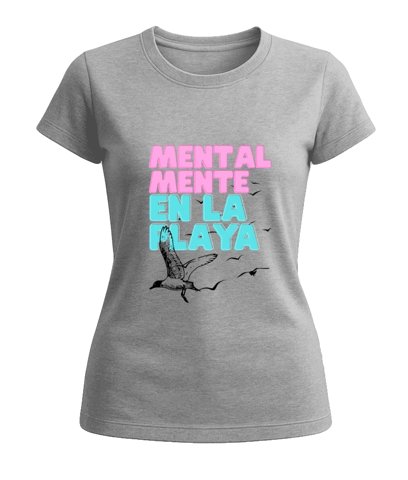 Polera Mentalmente en la playa - Diseño Verano Gaviota Regalo Amiga Relajada Mamá Soñadora Descanso Vacaciones