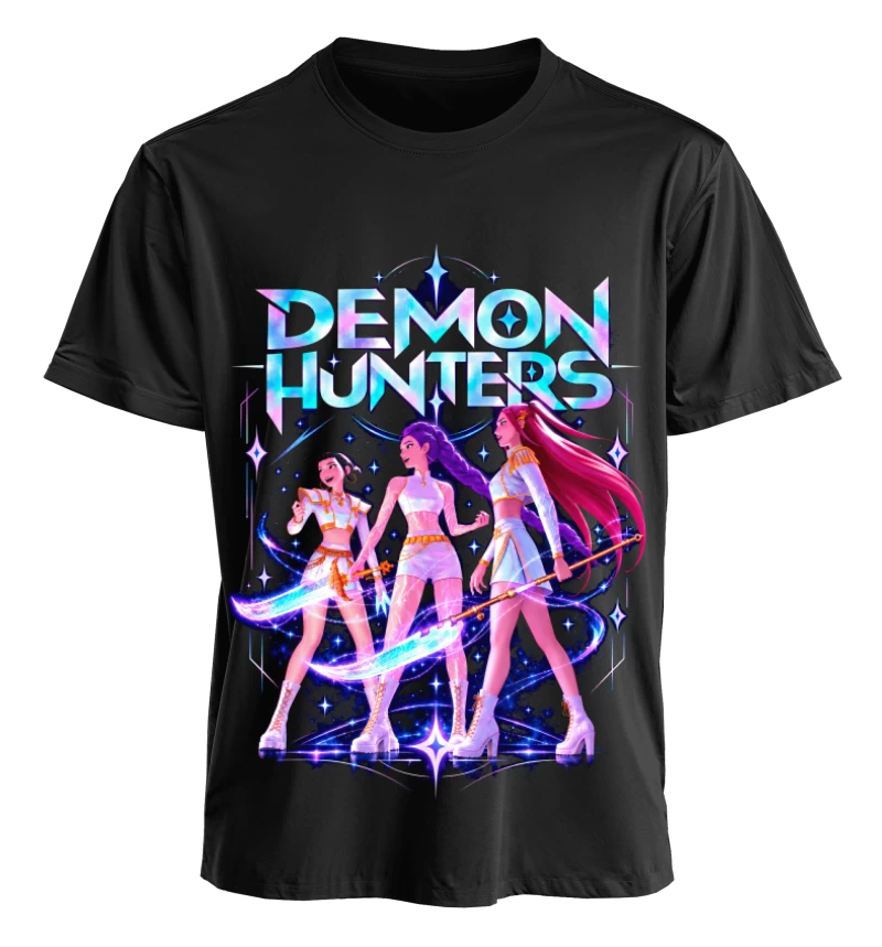 Polera Animación KPop Demon Hunters HUNTR/X | Frente + Manga