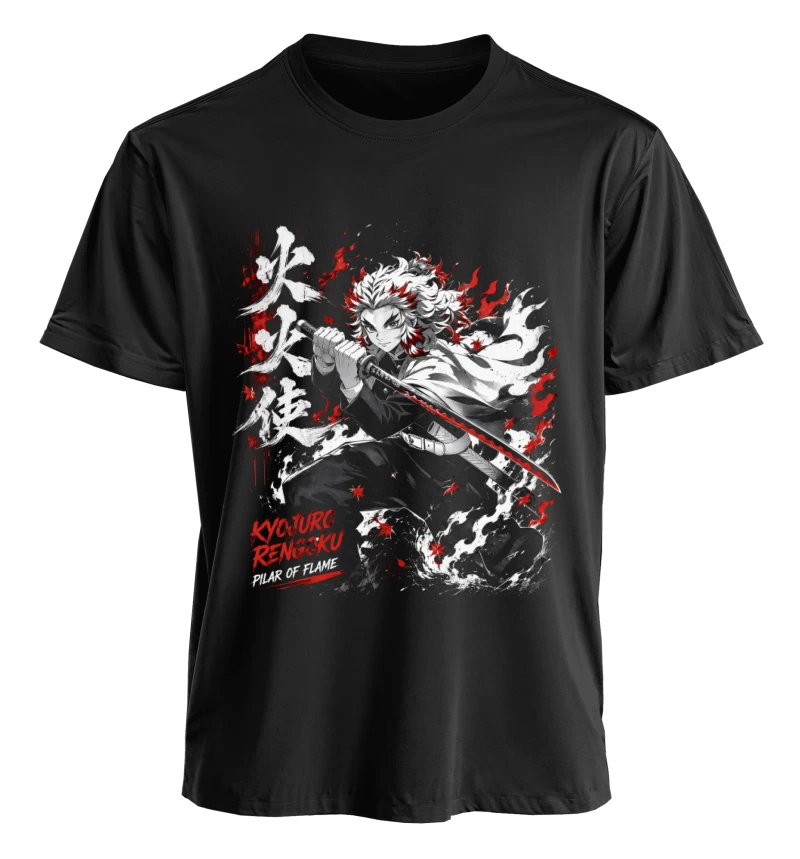 Polera Anime Demon Slayer Kyojuro Rengoku | Frente + Manga