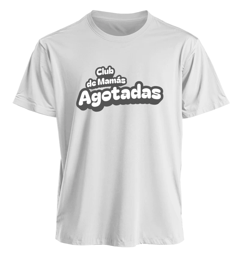 Polera Club de Mamás Agotadas — Regalo para mamá primeriza y de niños chicos, humor real, baby shower y cumpleaños