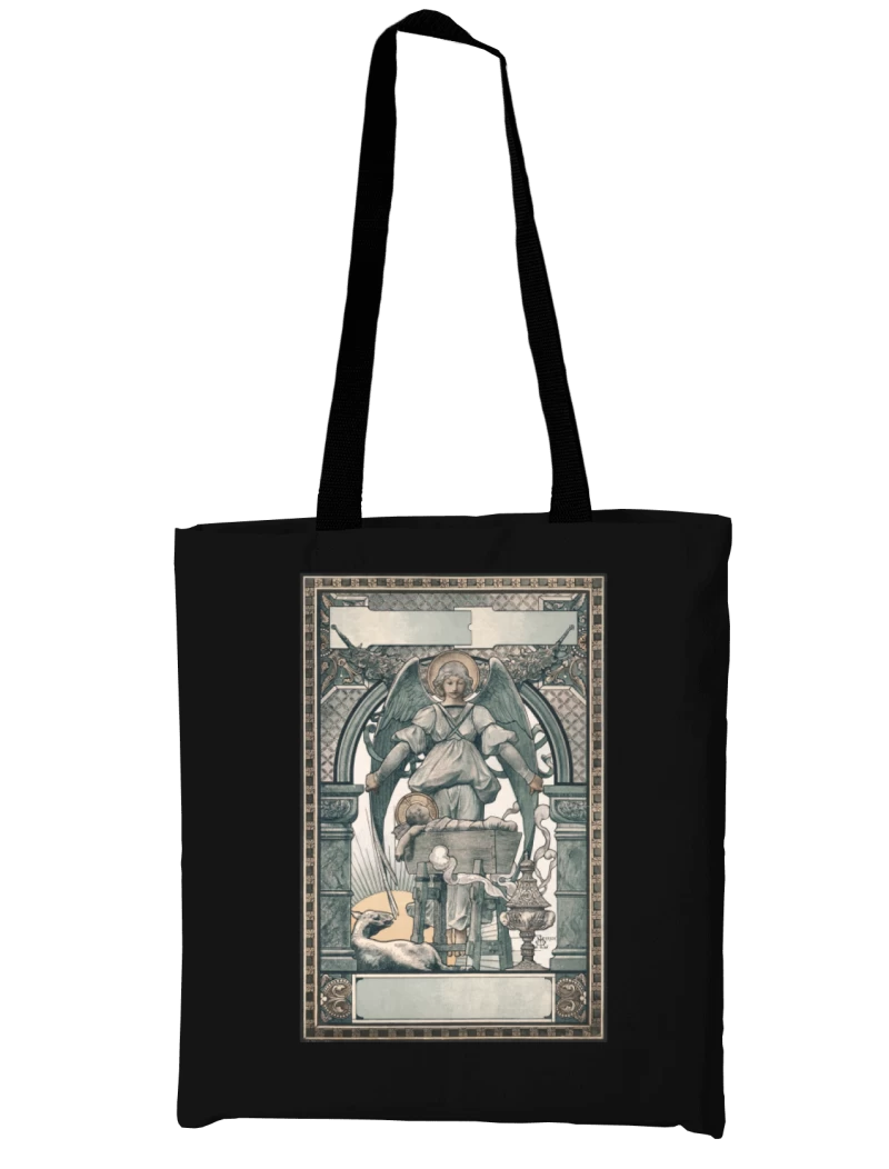 Totebag Ángel sobre el pesebre, Luc-Olivier Merson — Arte sacro vintage, Navidad y Art Nouveau