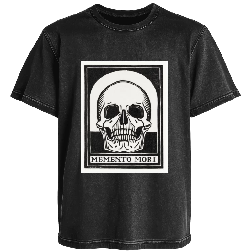 Polera Memento Mori de Julie de Graag (1916) — Arte vintage con calavera, blanco y negro, minimalista
