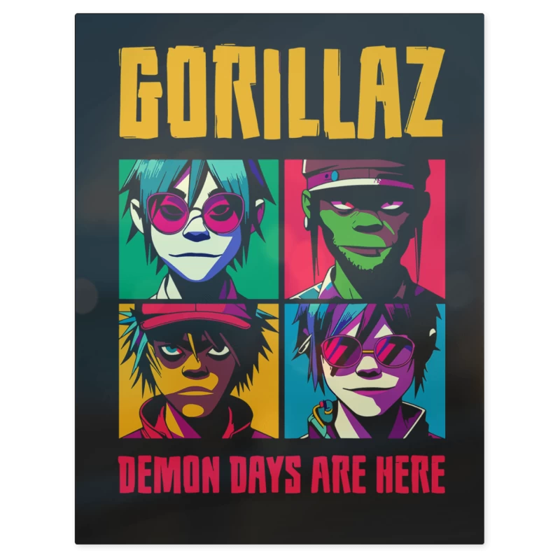 Gorillaz Demon Days Are Here – Print Metálico