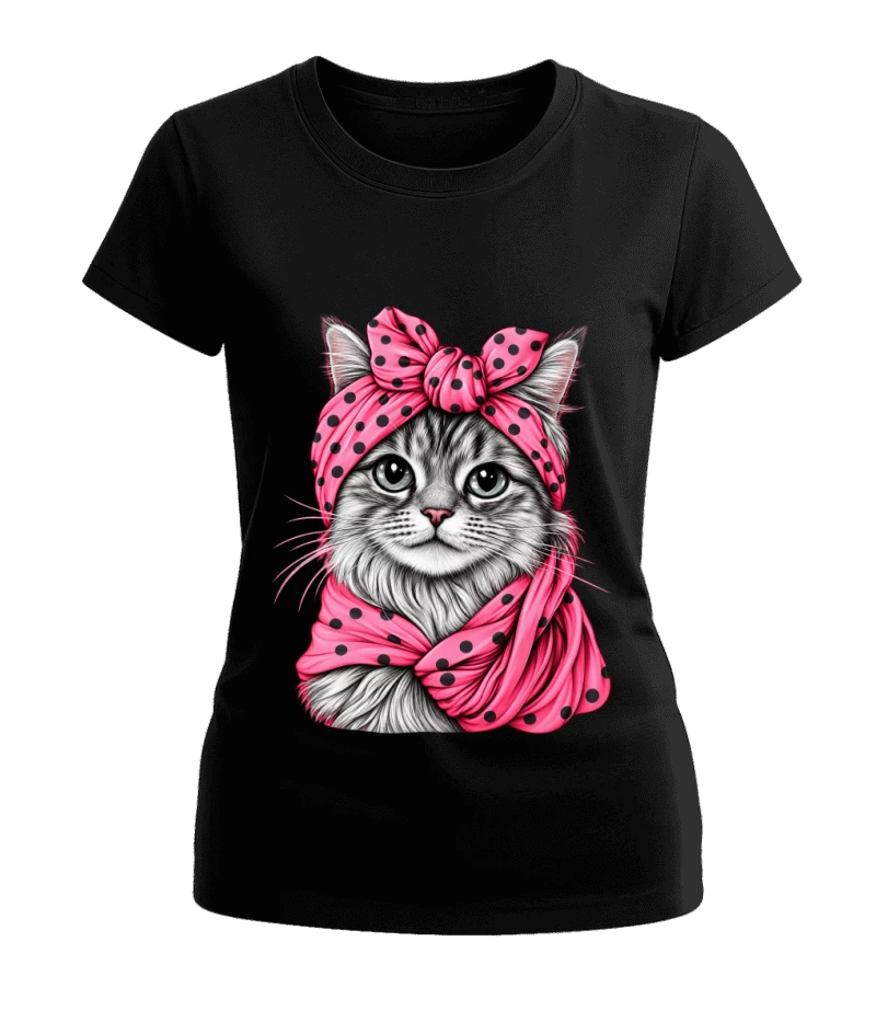 Polera Mujer gatita vintage