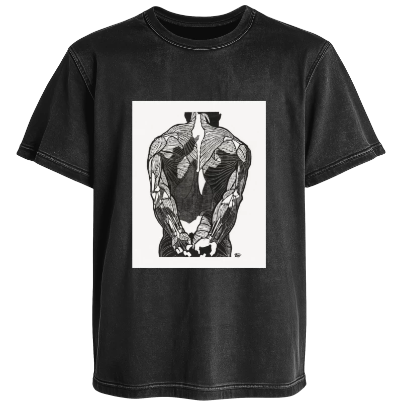 Polera Estudio anatómico de espalda, Reijer Stolk — Arte vintage en blanco y negro, anatomía y músculos, cuerpo humano, diseño gráfico