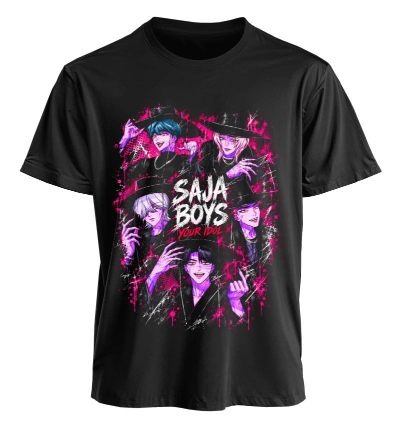 Polera Animación KPop Demon Hunters Saja Boys Your Idol | Frente + Manga