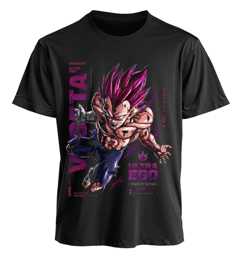 Polera Anime Dragon Ball Vegeta Ultra Ego | Frente + Espalda