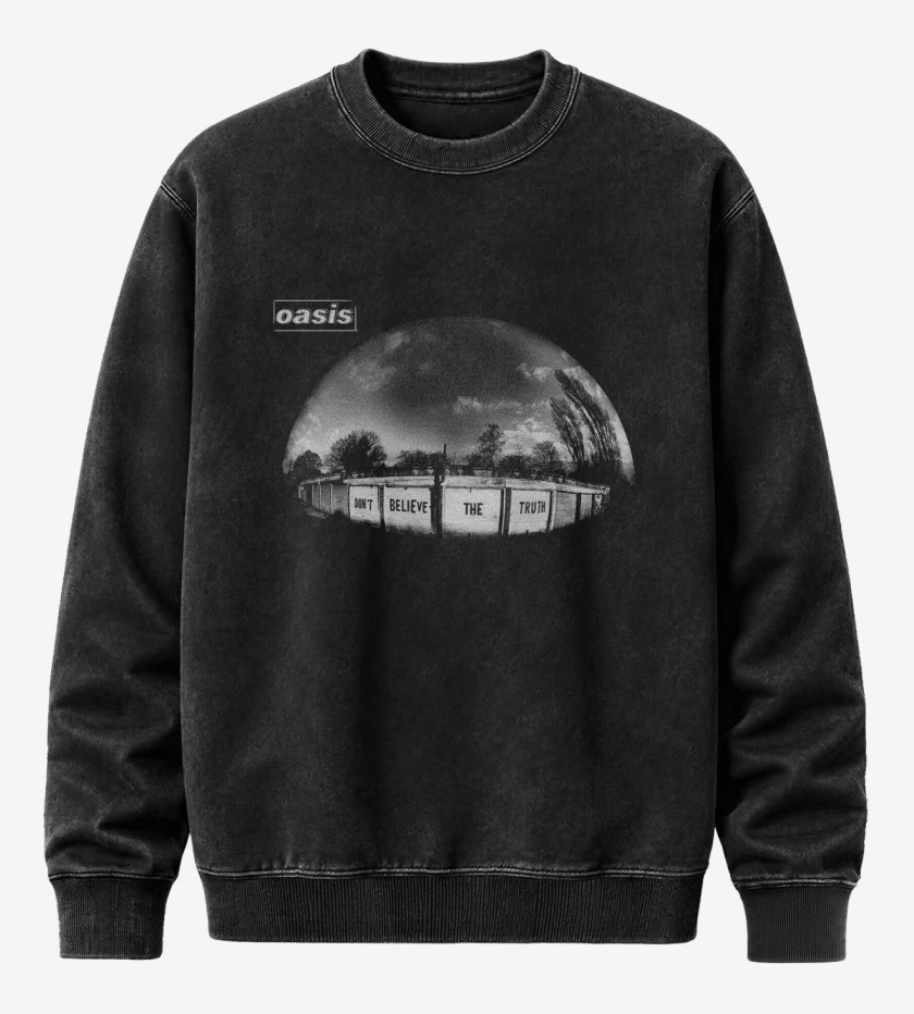 Poleron Polo Acid Wash Negro de Oasis Dont Believe the Truth