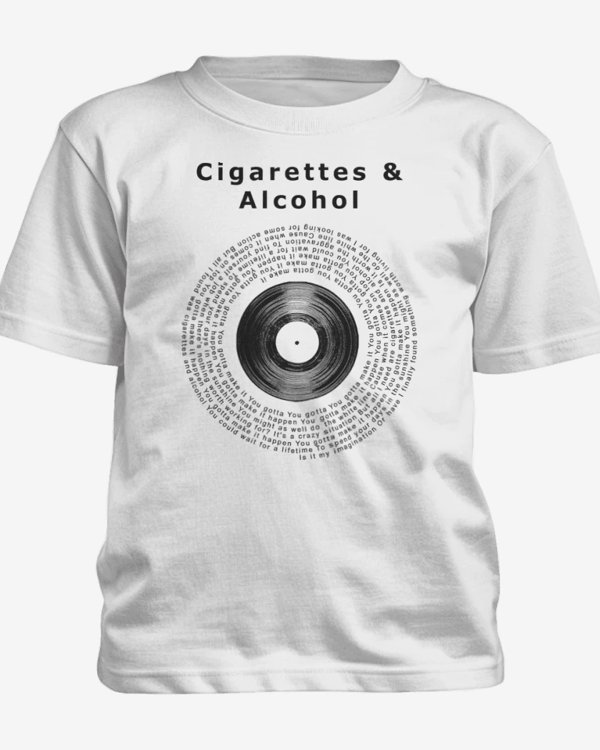Polera de niño Blanco de Oasis Cigarettes & Alcohol Letra