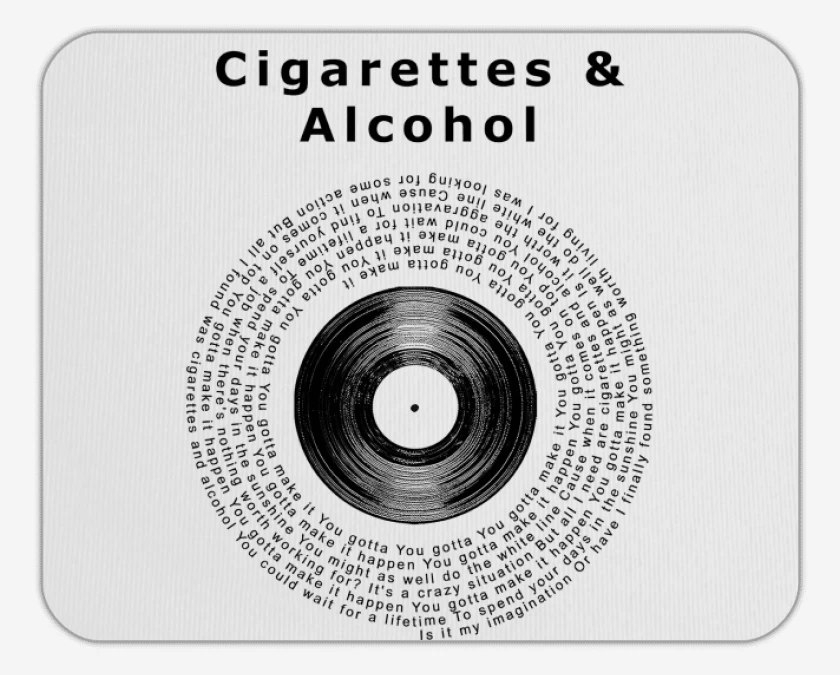 Mousepad Oasis Cigarettes & Alcohol Letra