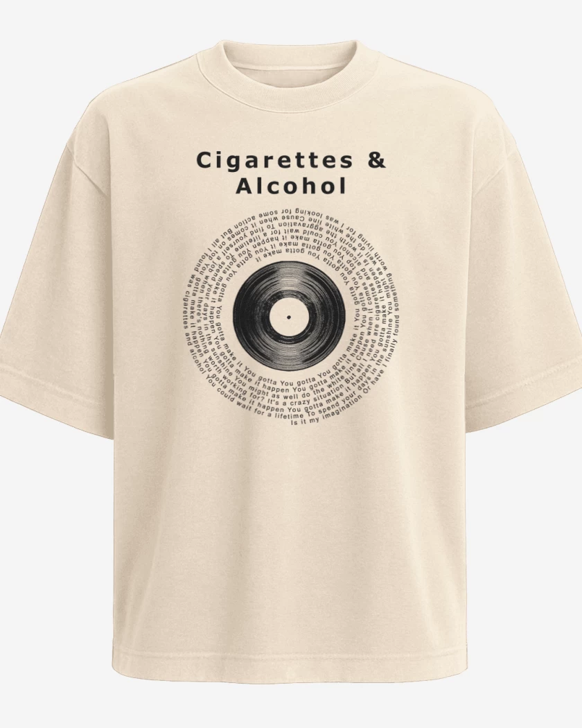Polera Oversize Oasis Cigarettes & Alcohol Letra