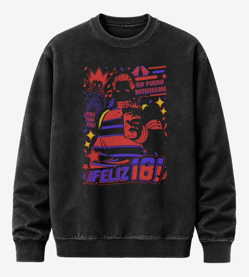 Poleron Polo Acid Wash Negro de Hisoka no puedo detenegme 1