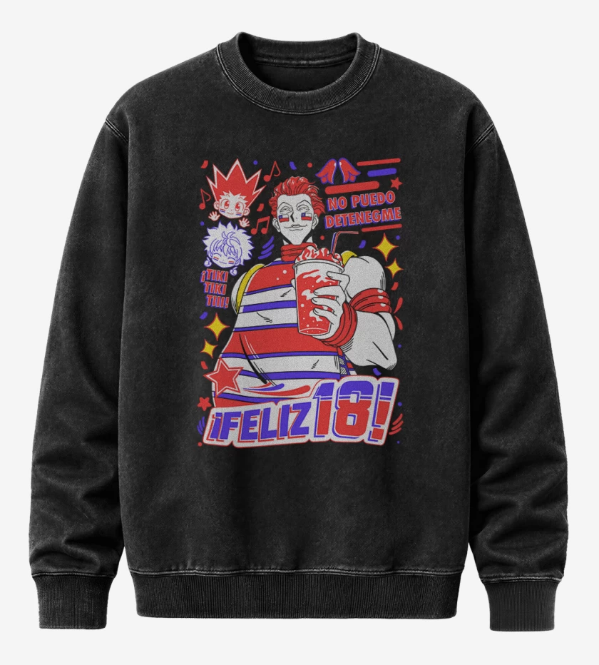 Poleron Polo Acid Wash Negro de Hisoka no puedo detenegme 2