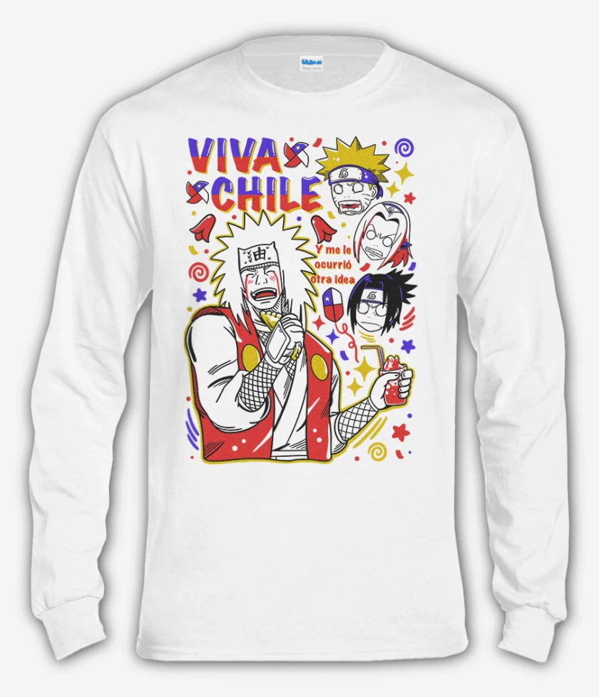 Polera manga larga Blanco de Jiraiya viva chile