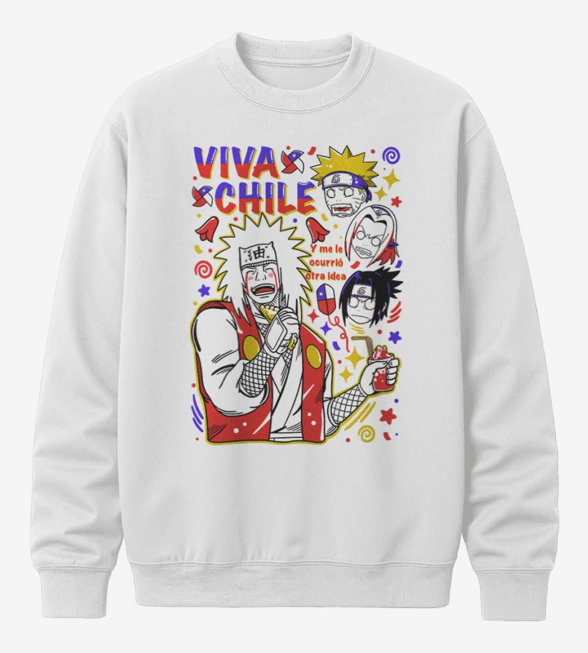 Poleron polo Blanco de Jiraiya viva chile