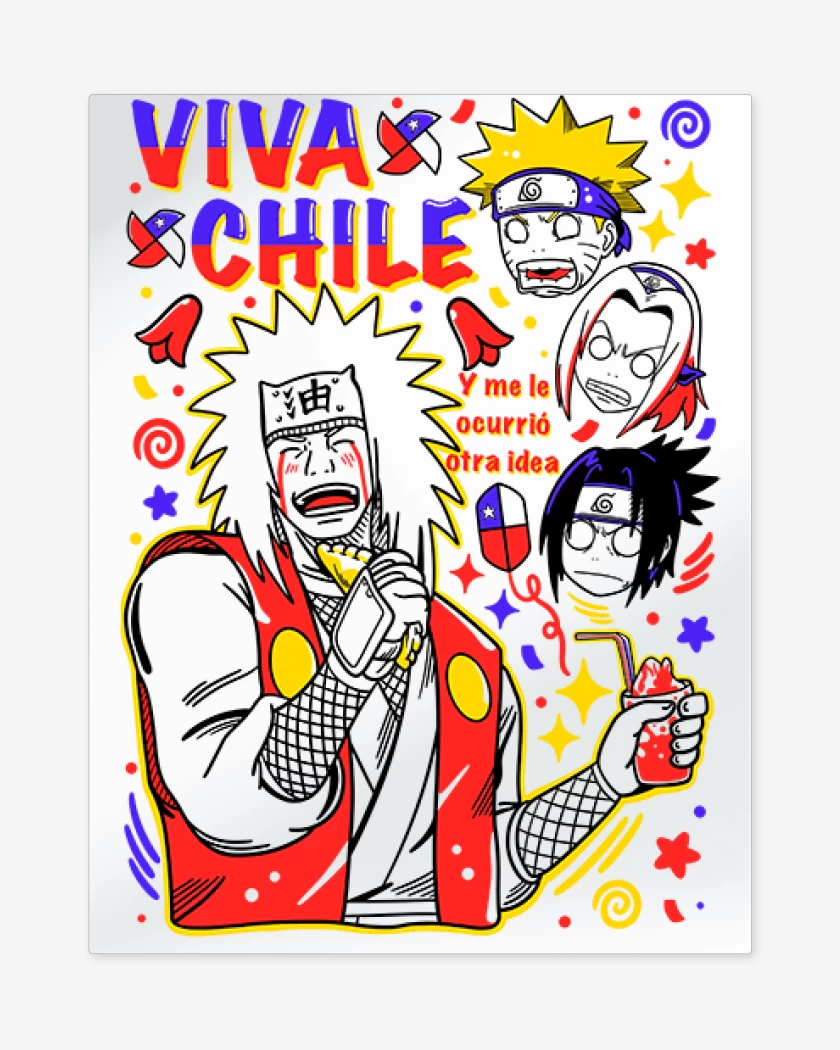 Print metalico Blanco de Jiraiya viva chile