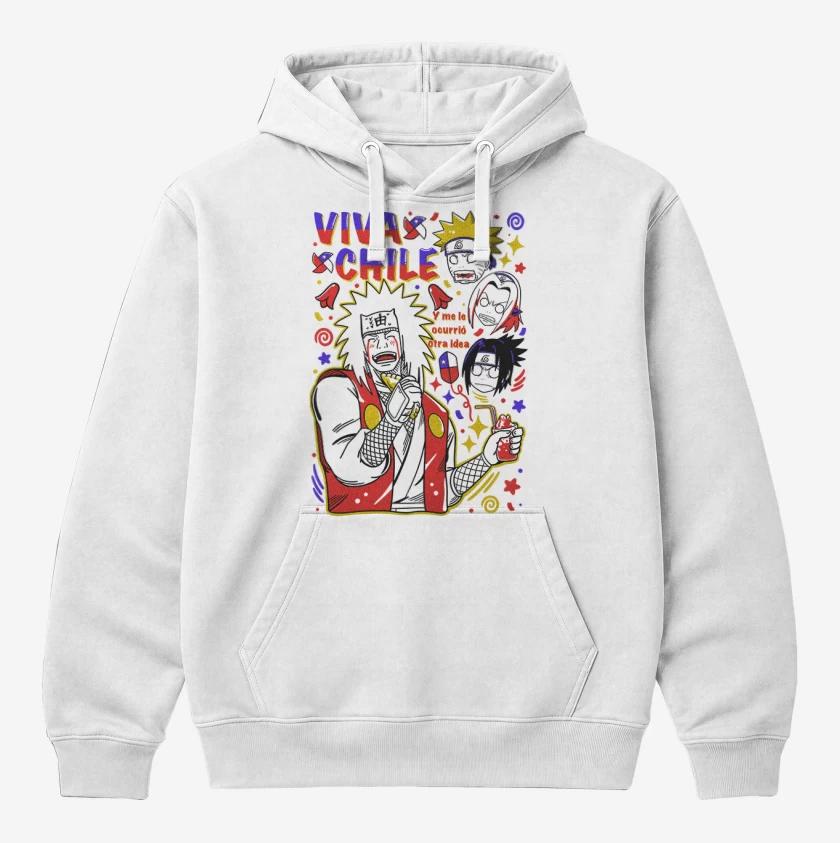 Polerón Canguro Blanco de Jiraiya viva chile