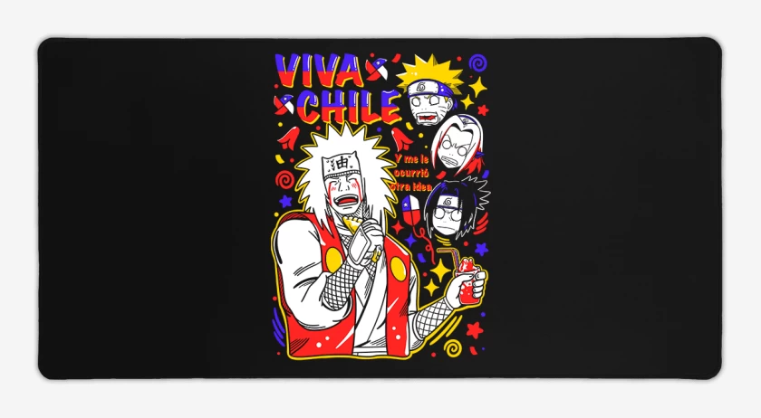 Mouse pad Gamer Negro de Jiraiya viva chile 2