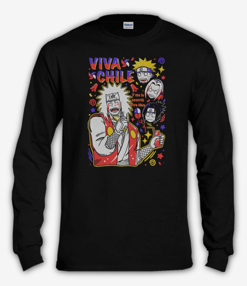 Polera manga larga Negro de Jiraiya viva chile 2