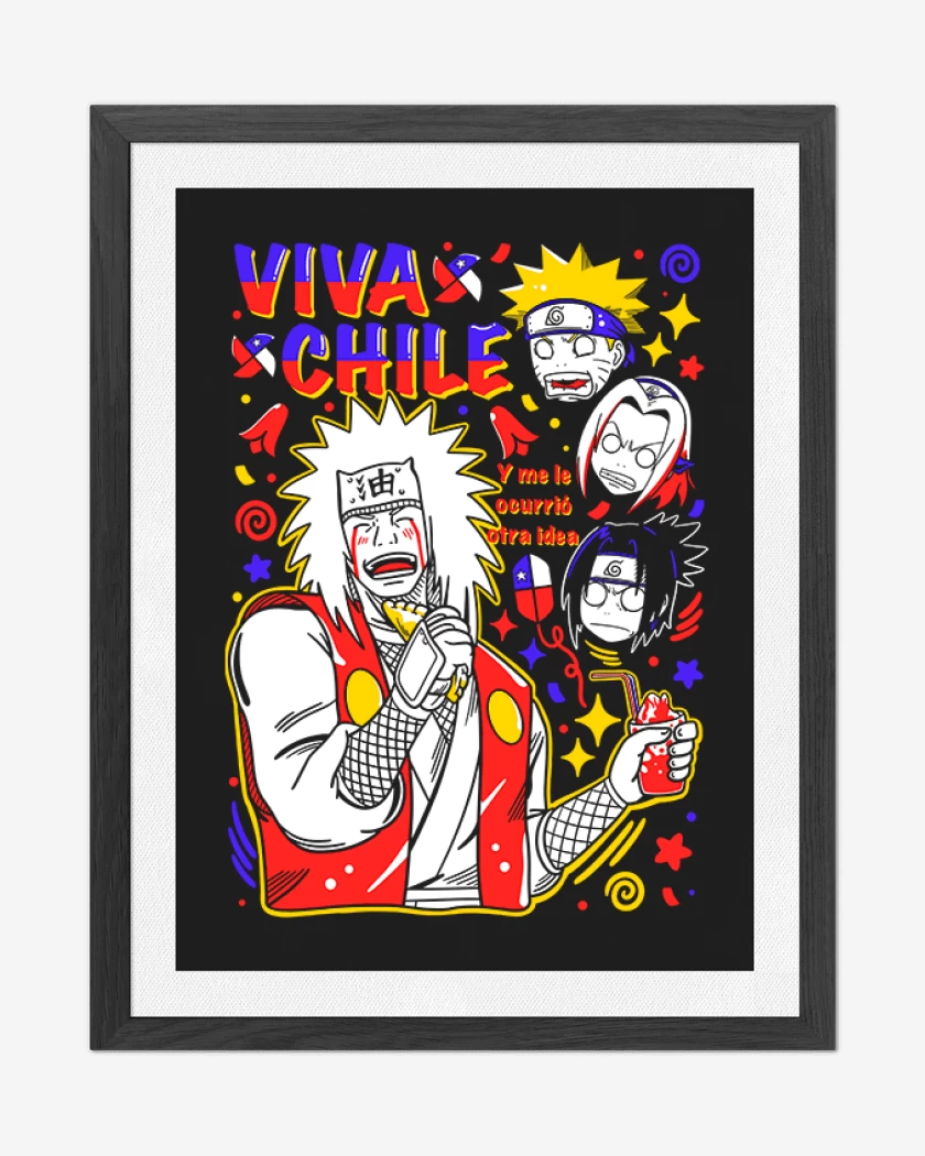 Cuadro decorativo Negro de Jiraiya viva chile 2