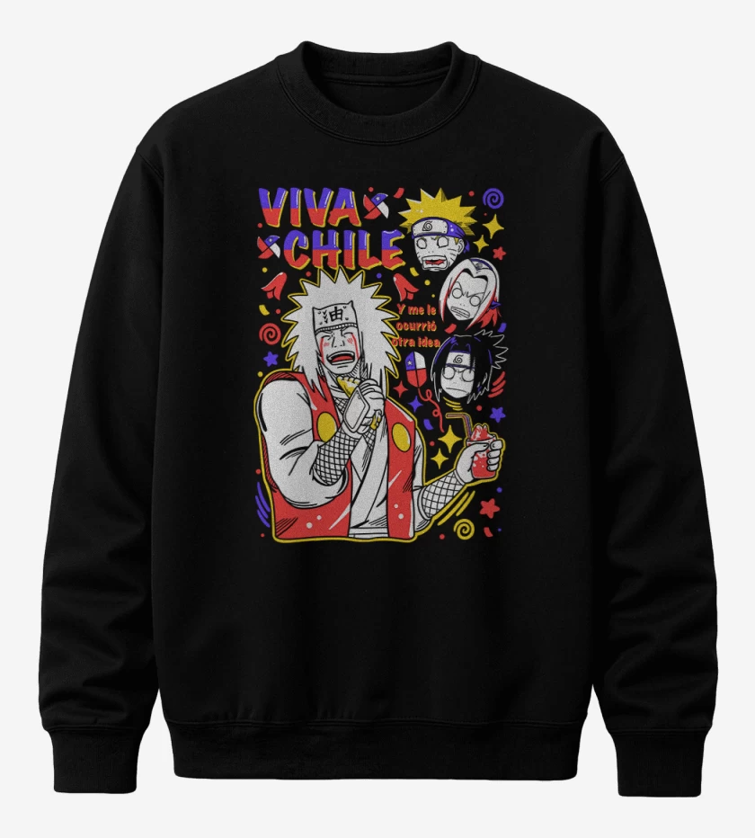 Poleron polo Negro de Jiraiya viva chile 2
