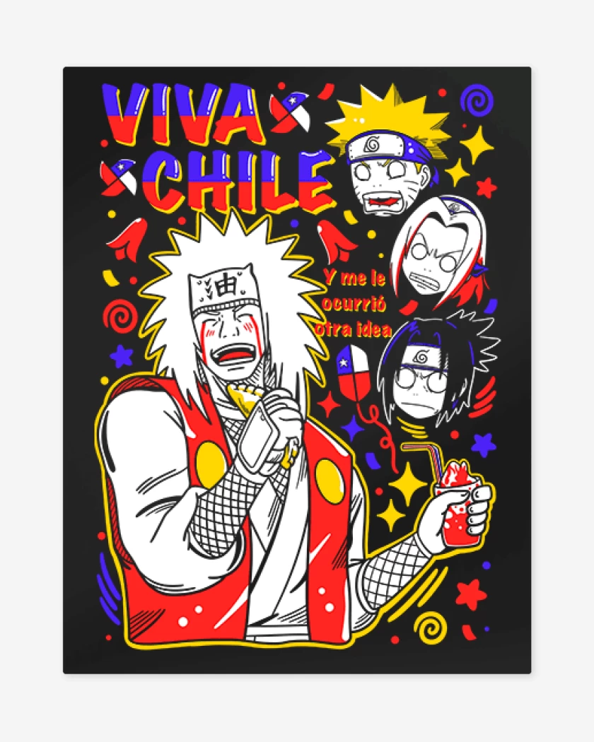 Print metalico Negro de Jiraiya viva chile 2