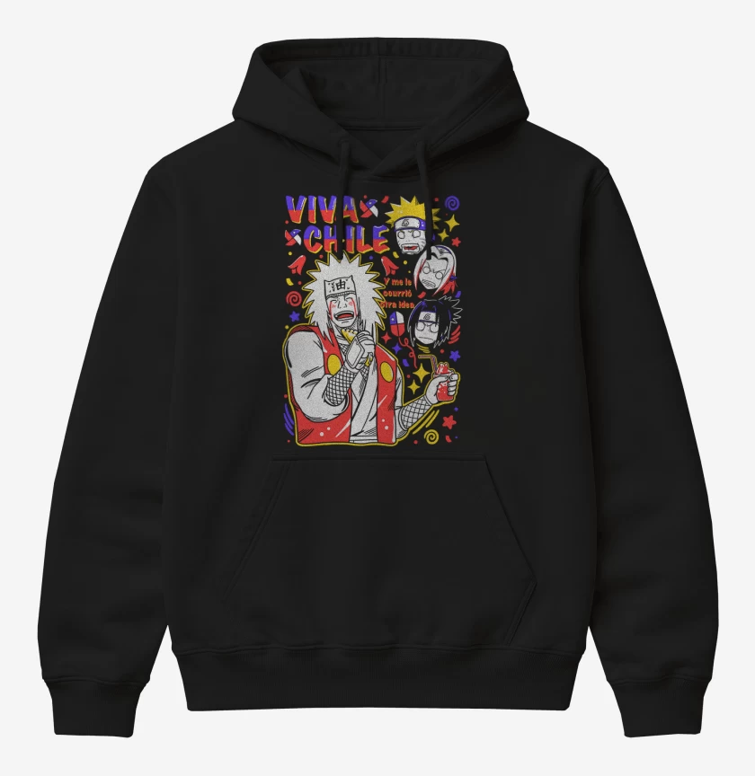 Poleron Canguro básico Negro de Jiraiya viva chile 2