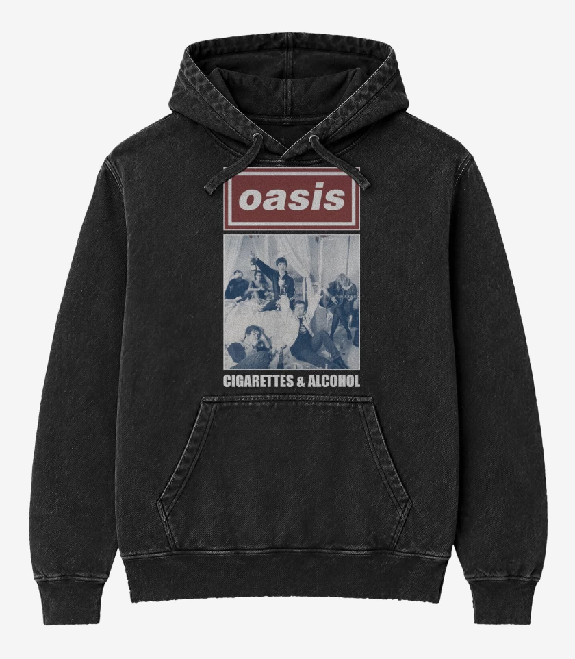Poleron Canguro Acid Wash Negro de Oasis Cigarettes & Alcohol