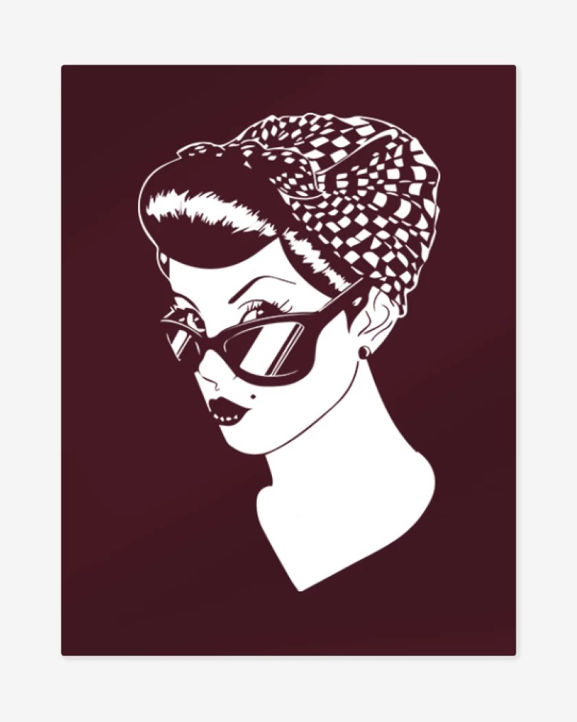Print metalico Burdeo de Pin Up