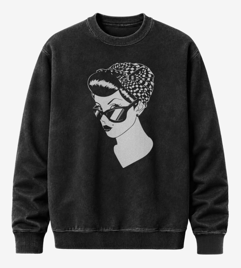 Poleron Polo Acid Wash Negro de Pin Up