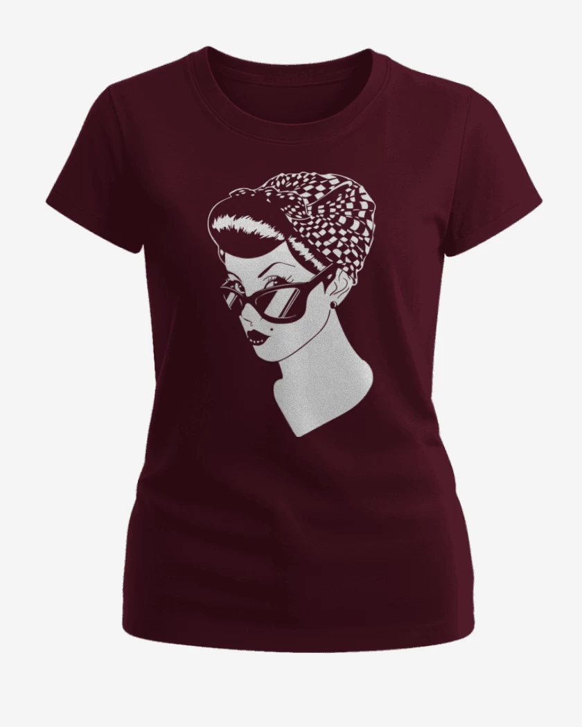 Polera de Mujer Burdeo de Pin Up