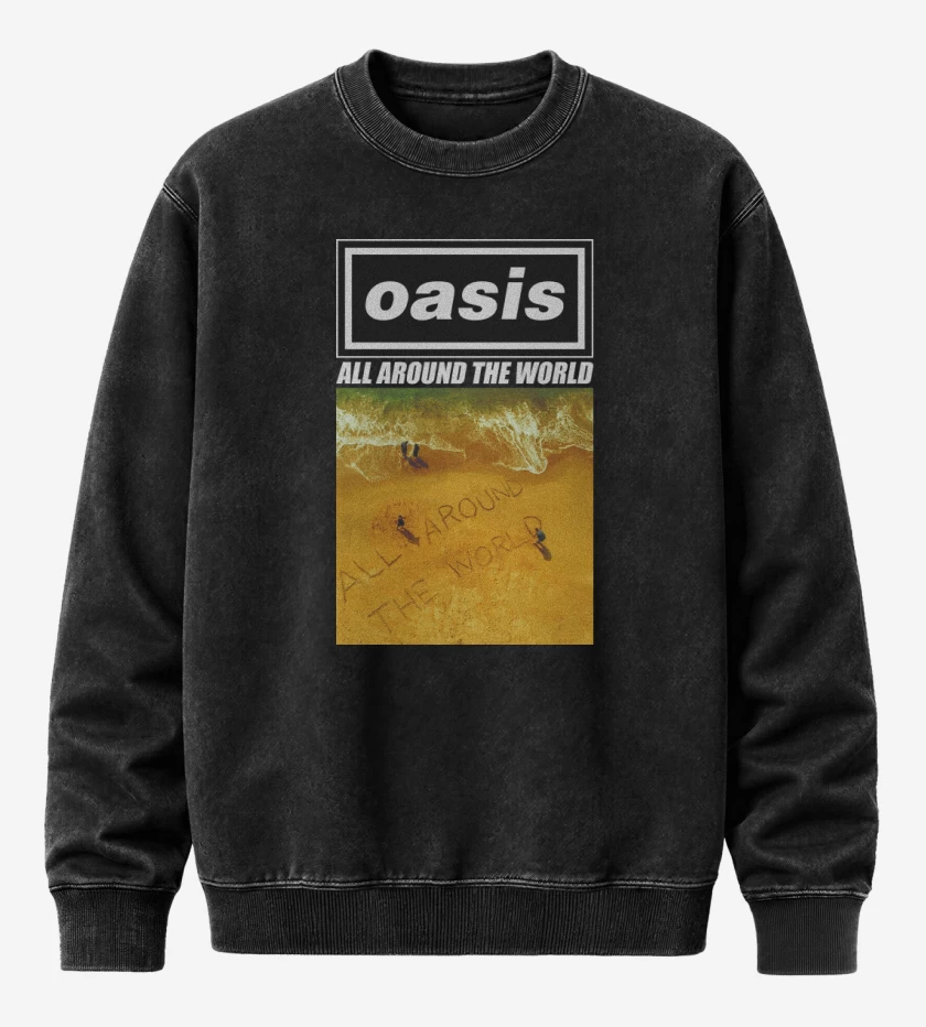 Poleron Polo Acid Wash Negro de Oasis All Around The World
