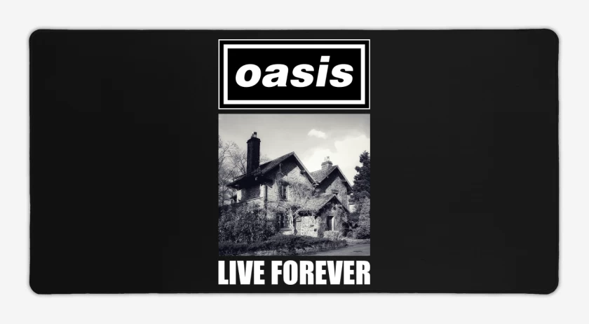 Mouse pad Gamer Negro de Oasis Live Forever