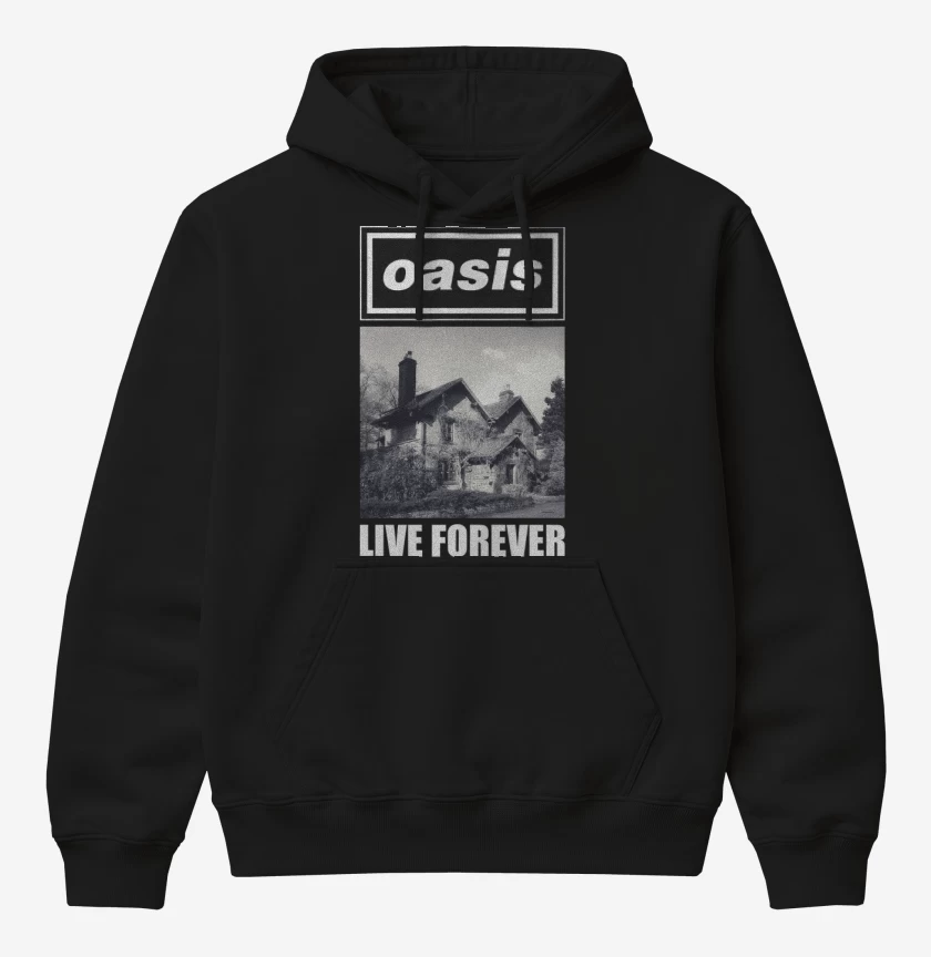 Poleron Canguro básico Negro de Oasis Live Forever