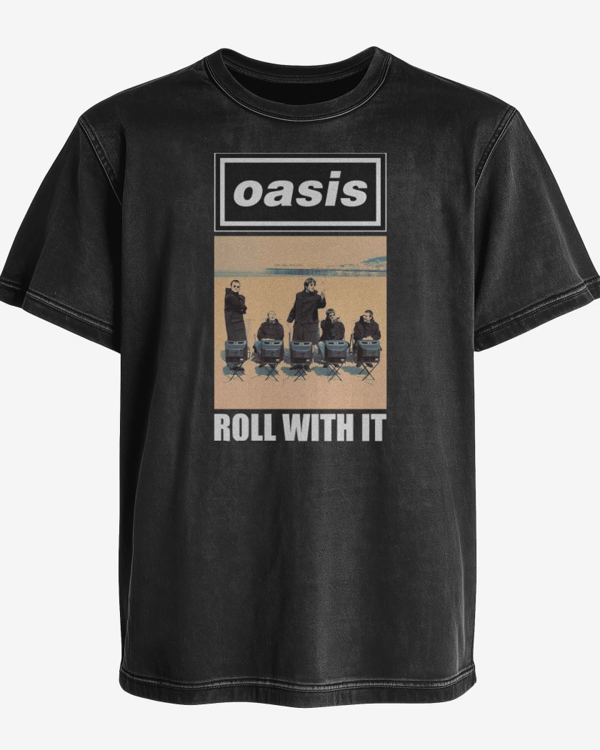 Polera desgastada Negro de Oasis Roll With It