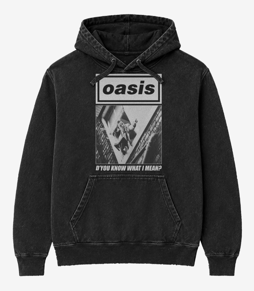 Poleron Canguro Acid Wash Negro de Oasis Dyou Know What I Mean