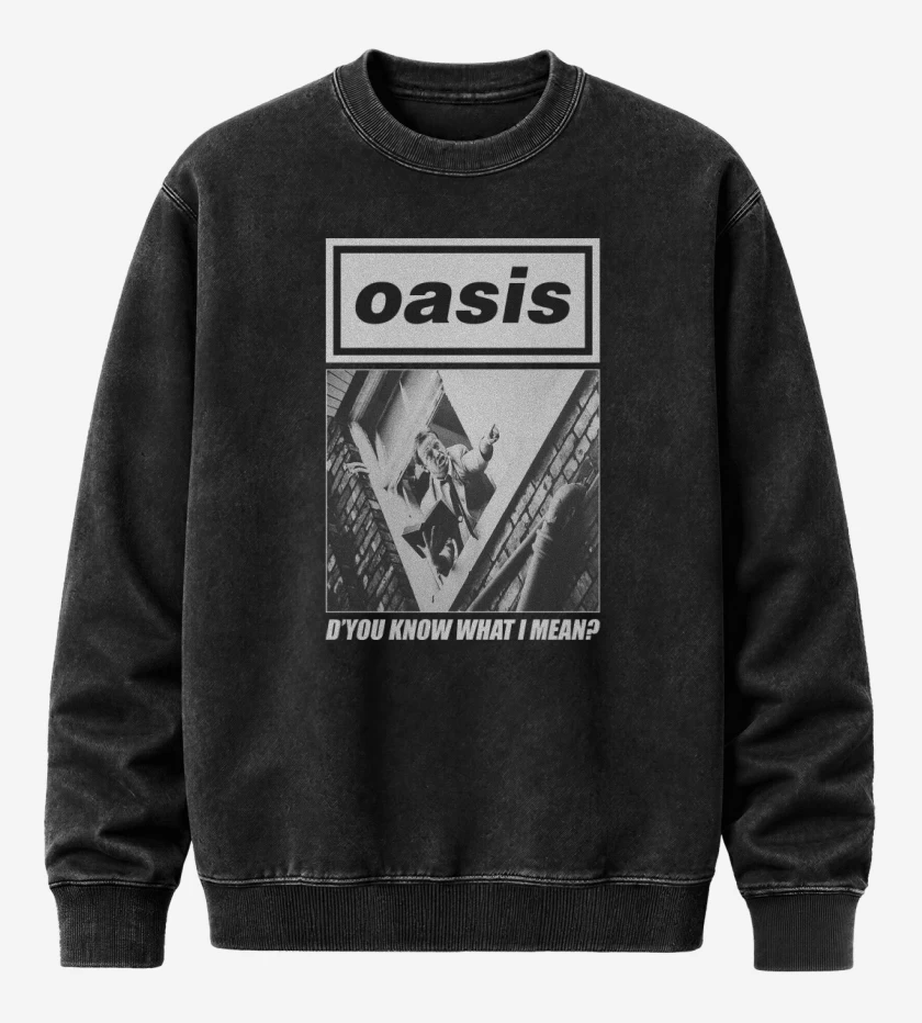 Poleron Polo Acid Wash Negro de Oasis Dyou Know What I Mean
