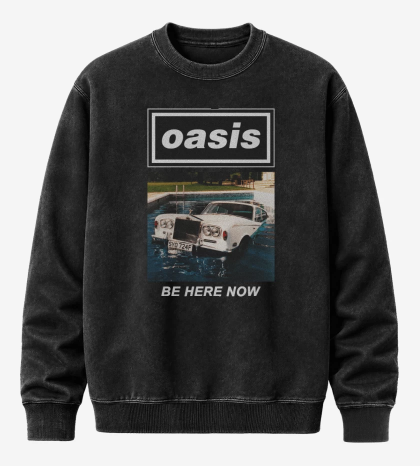 Poleron Polo Acid Wash Negro de Oasis Be Here Now II