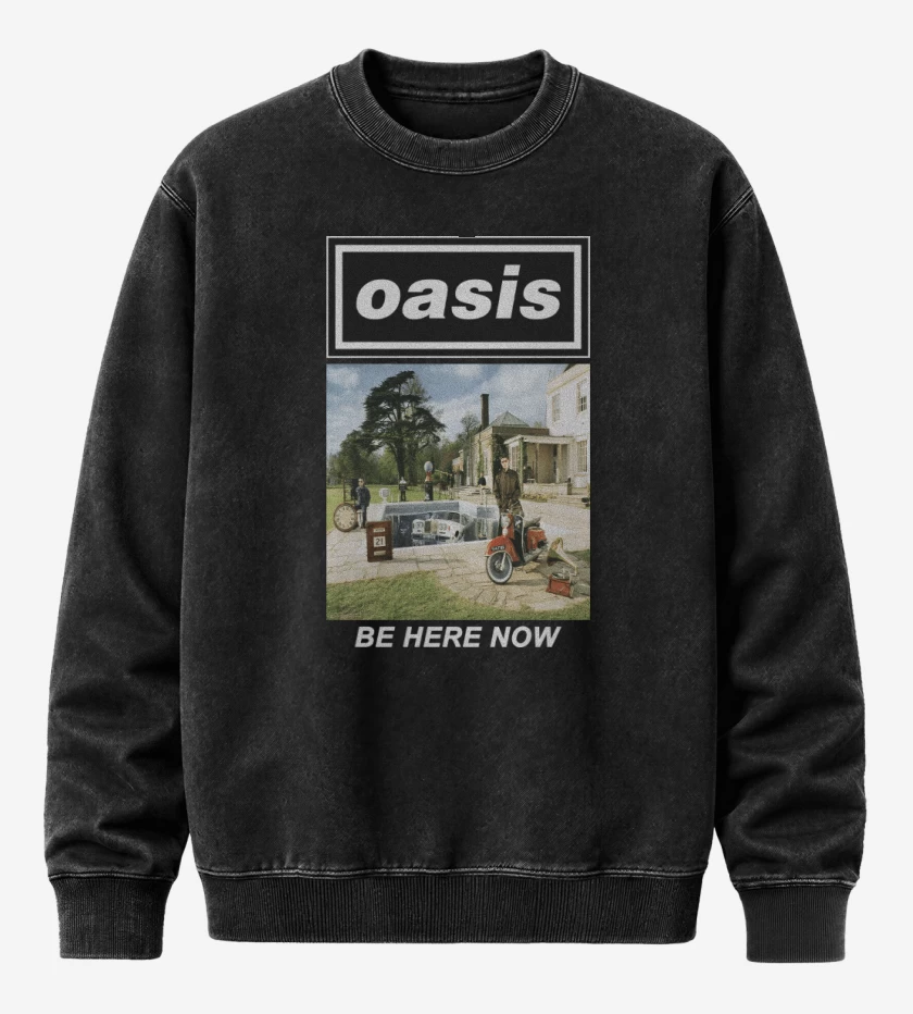 Poleron Polo Acid Wash Negro de Oasis Be Here Now