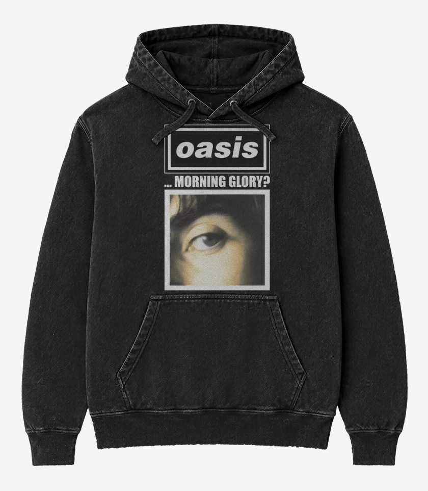 Poleron Canguro Acid Wash Negro de Oasis Morning Glory