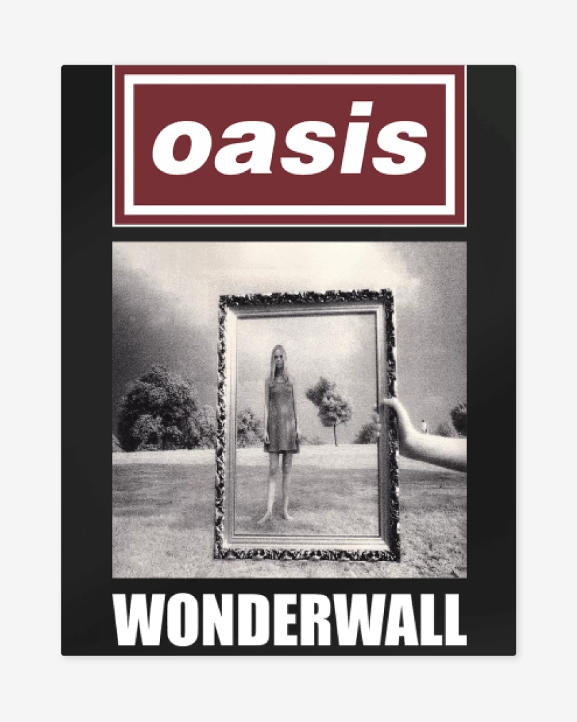 Print metalico Negro de Oasis Wonderwall